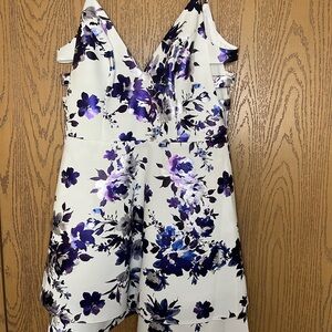 Floral Mini Dress in Purple and White